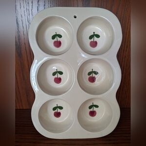 VTG Hartstone Handcrafted Cookware Muffin Baking Dish Cherries